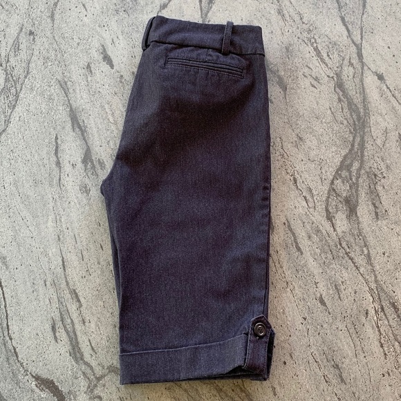 Mid Rise Waist Soho Work Chino Gray Cuffed Shorts - Picture 2 of 5